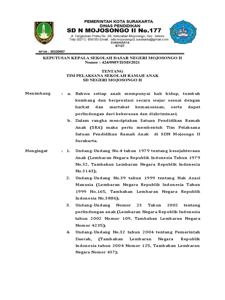 Sk Tim Sra Sdn Mojosongo Ii Pdf