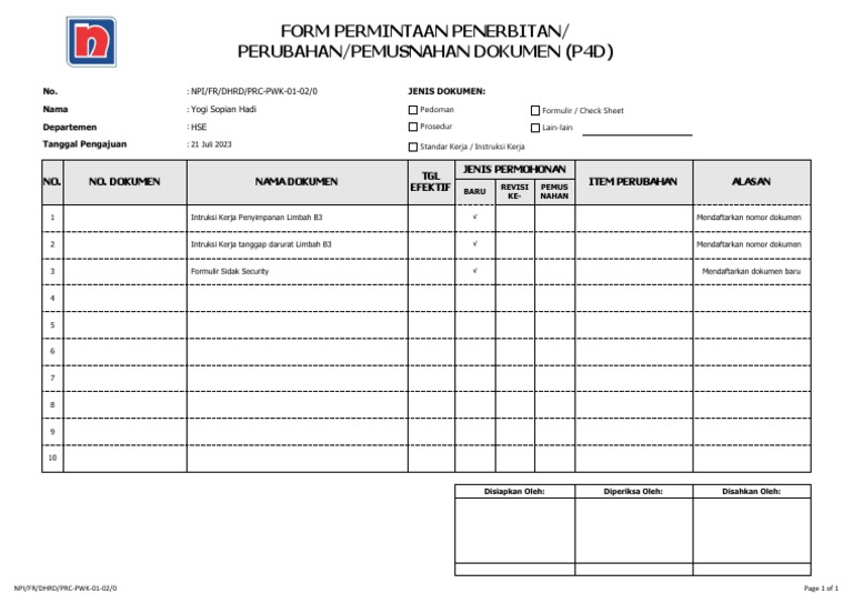 Form P4D | PDF