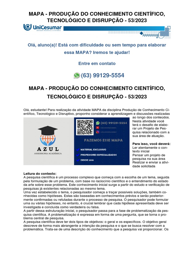 Mapa - Produção Do Conhecimento Científico, Tecnológico e Disrupção ...