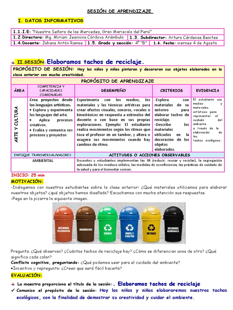 Sesion Arte Elaboramos Tachos de Reciclaje