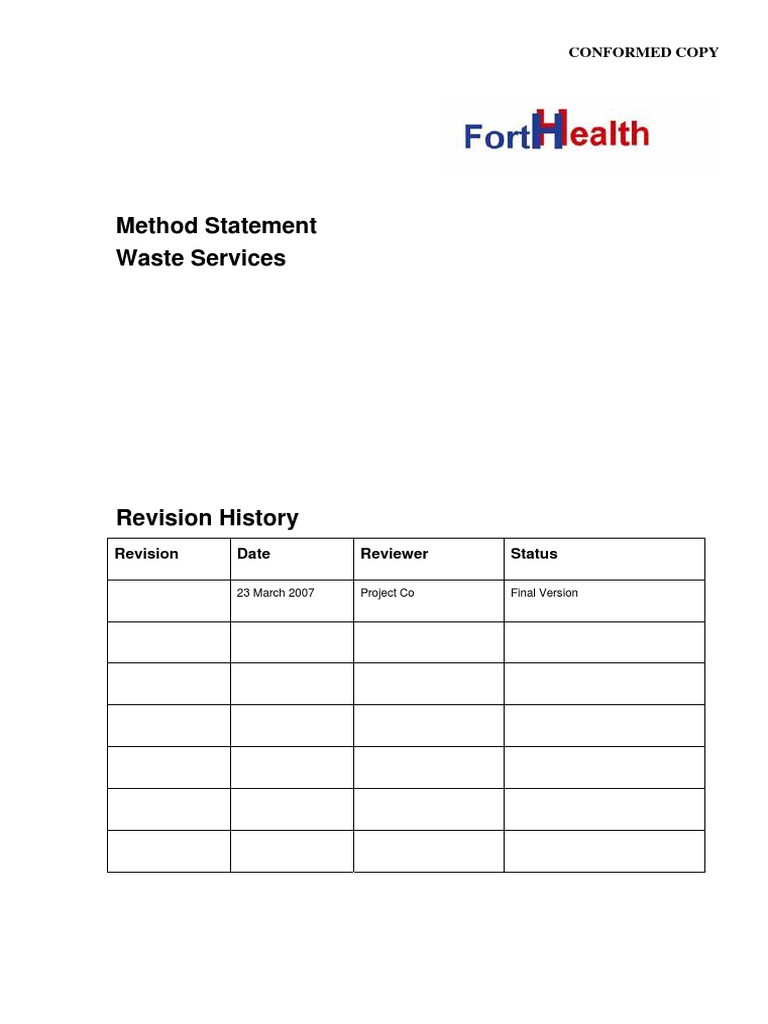 Waste Services Method Statement | PDF | Waste | Waste Management