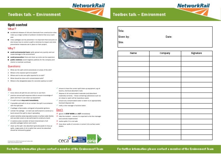 Spill Control Toolbox Talk PDF