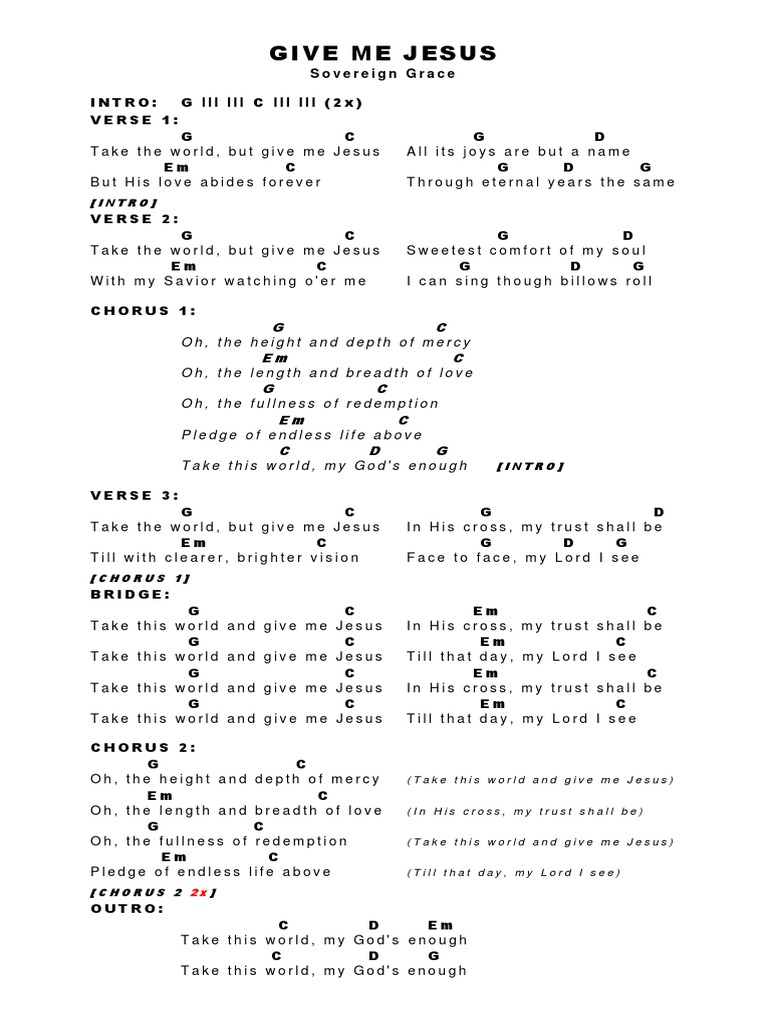 Give Me Jesus Chords PDF