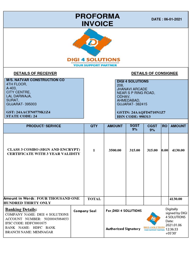 Proforma Invoice: DATE: 06-01-2021 | PDF