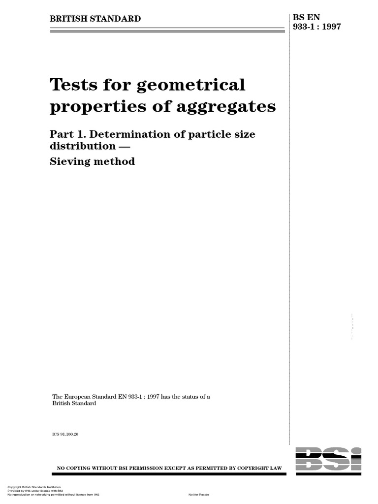 BS EN 933 -1 - 1997 | PDF