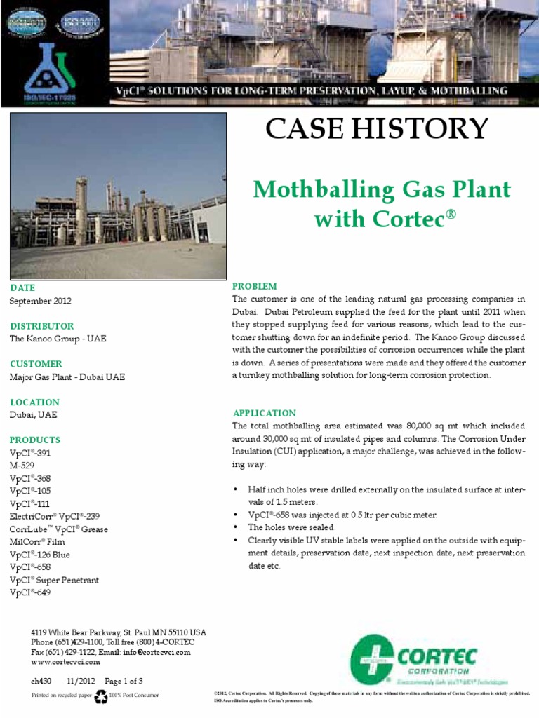 Mothballing Gas Plant | PDF | Technology & Engineering