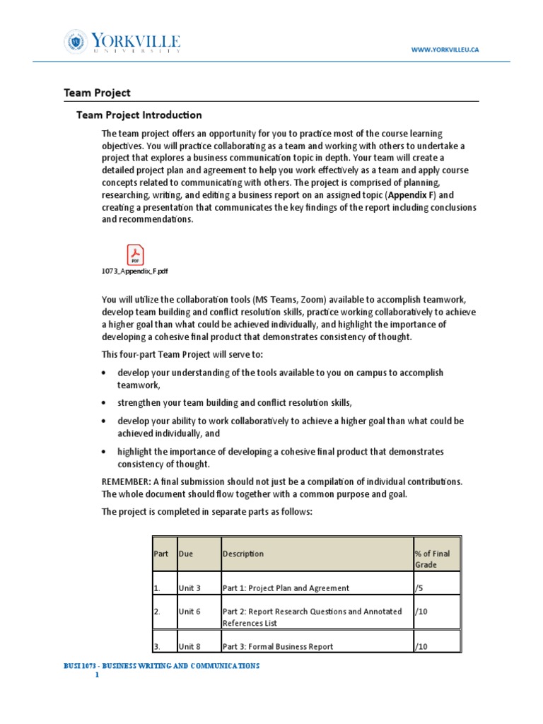 1073 Team Project Information Page BC | PDF | Apa Style | Citation