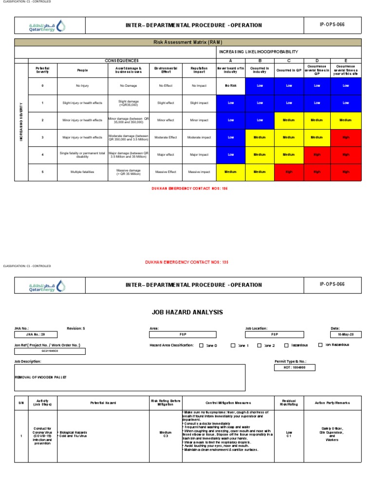 29JHA For Removal of Wooden Pallet PDF Risk Hazards