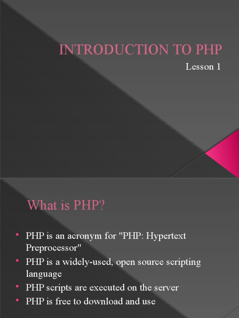 Lesson1 INTRODUCTION TO PHP | PDF | Php | Networking