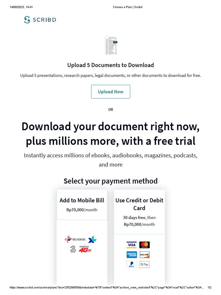 Your Document Right Now, Plus Millions More, With A Free Trial PDF