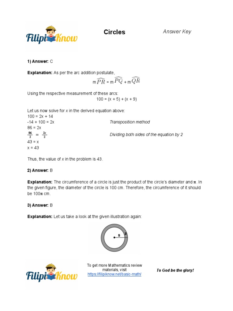 Circles Answer Key PDF