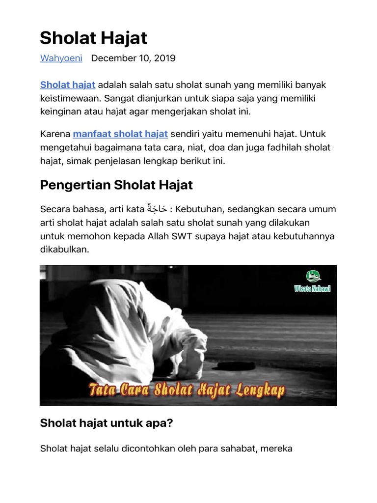 Niat Dan Tata Cara Sholat Hajat Sesuai Sunnah Lengkap PDF
