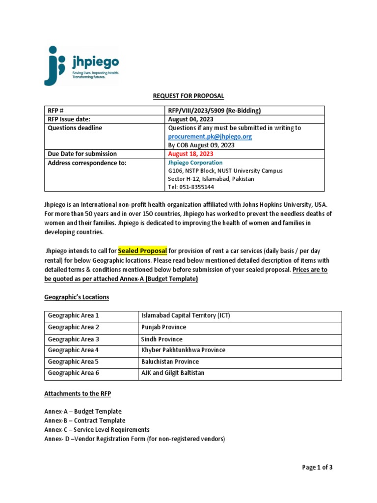 Rent a Car Services RFP | PDF | Request For Proposal | Taxes