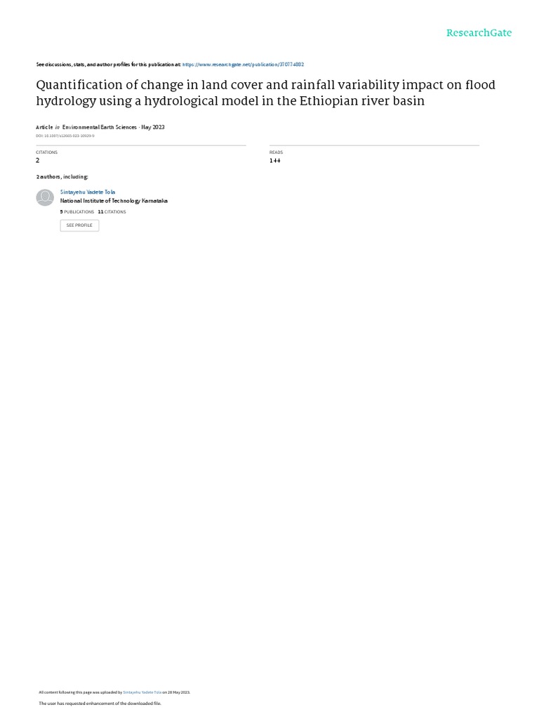 Quantification of Change in Land Cover and Rainfall Variability Impact