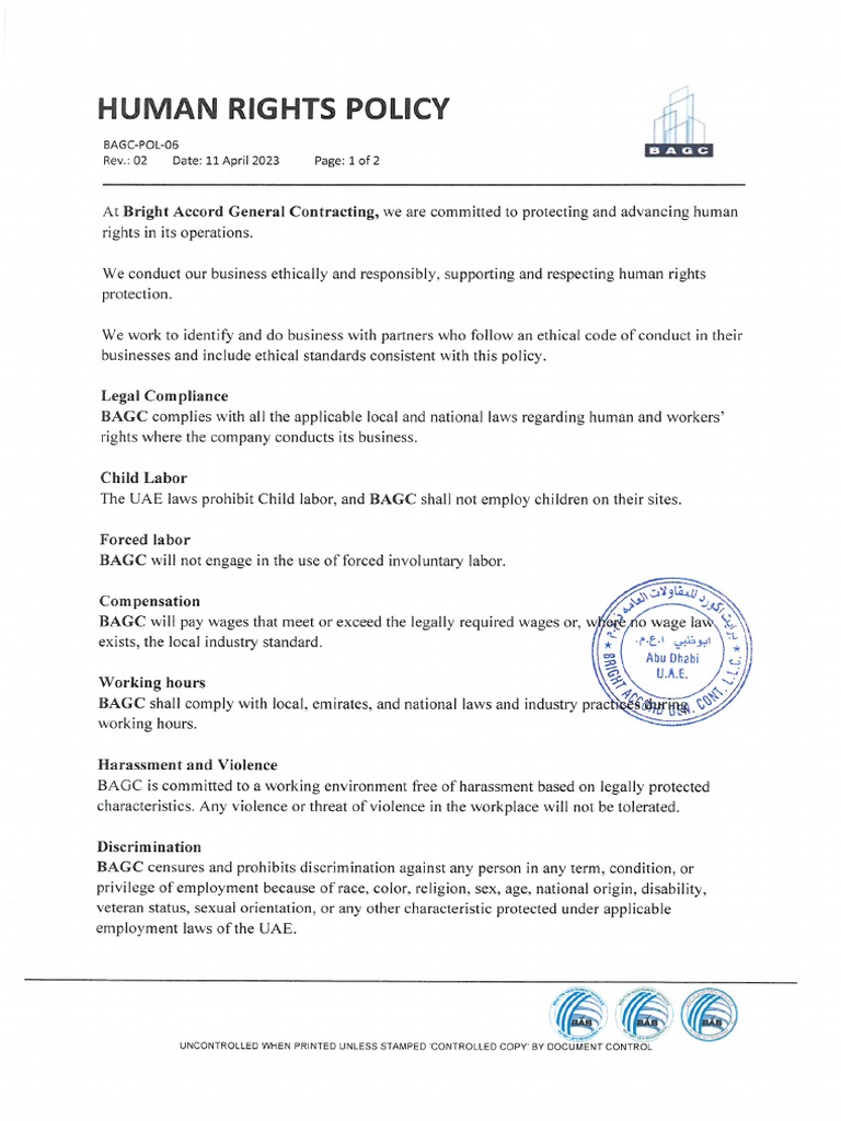 2023-04-11 Bagc-Pol-06 HR Policy Rev 02 | PDF