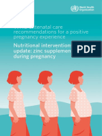 WHO Antenatal Care Recommendations For A Positive Pregnancy Experience Nutritional Interventions Update: Zinc Supplements During Pregnancy