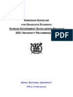 2021 Application Guideline For KGSP-SNU Graduate (Univ - Reccommendation)