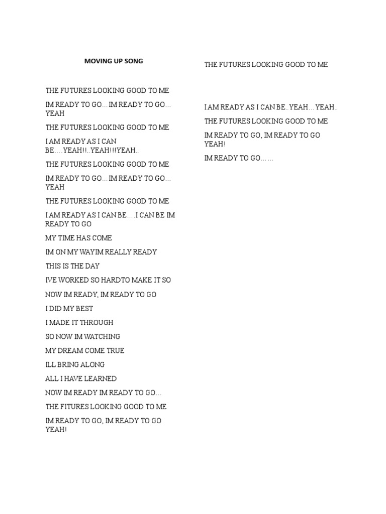 Im Ready To Go Lyrics Graduation Song