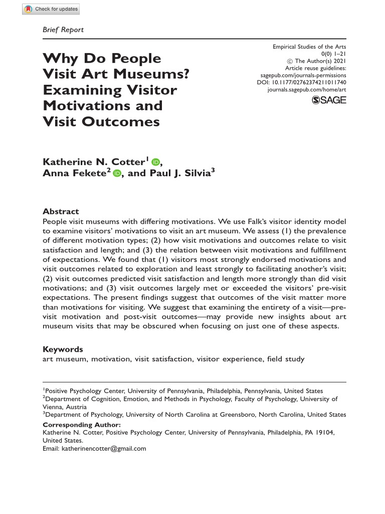 Why do people visit art museums examining visitor motivations and