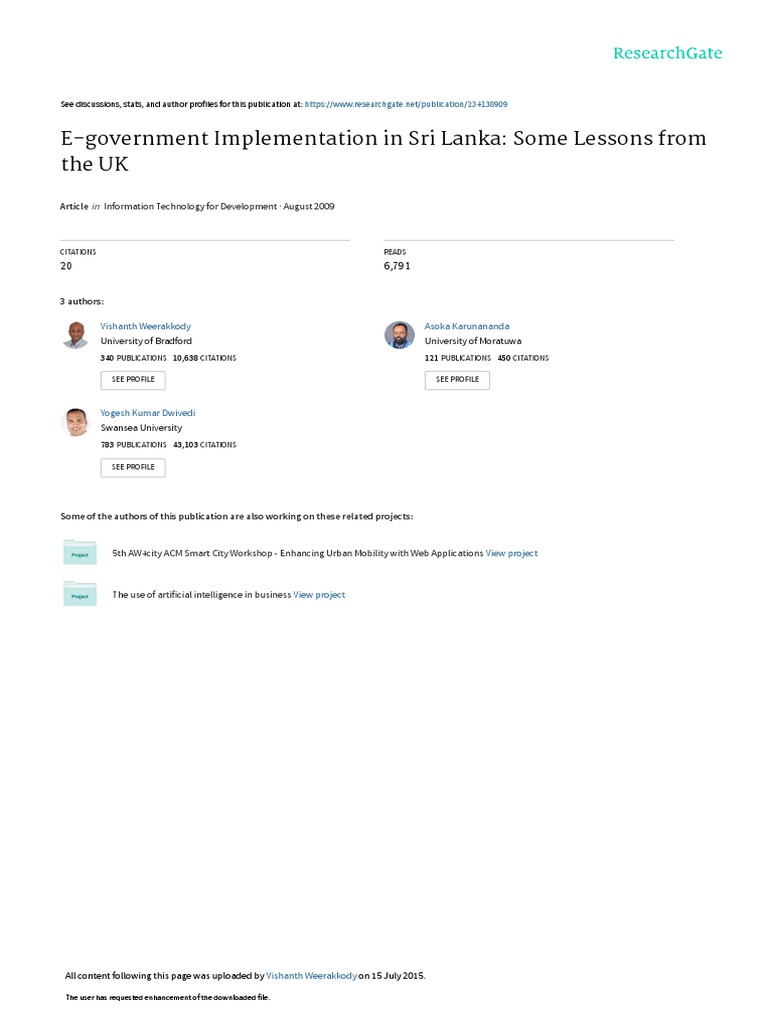 ITD Srilanka | PDF | E Government | Strategic Management