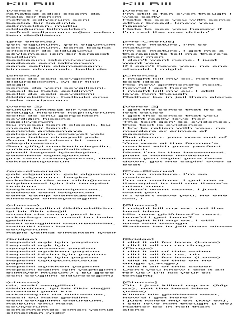 Sza Kill Bill Pdf