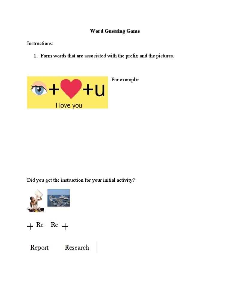 Word Guessing Game Instructions | PDF