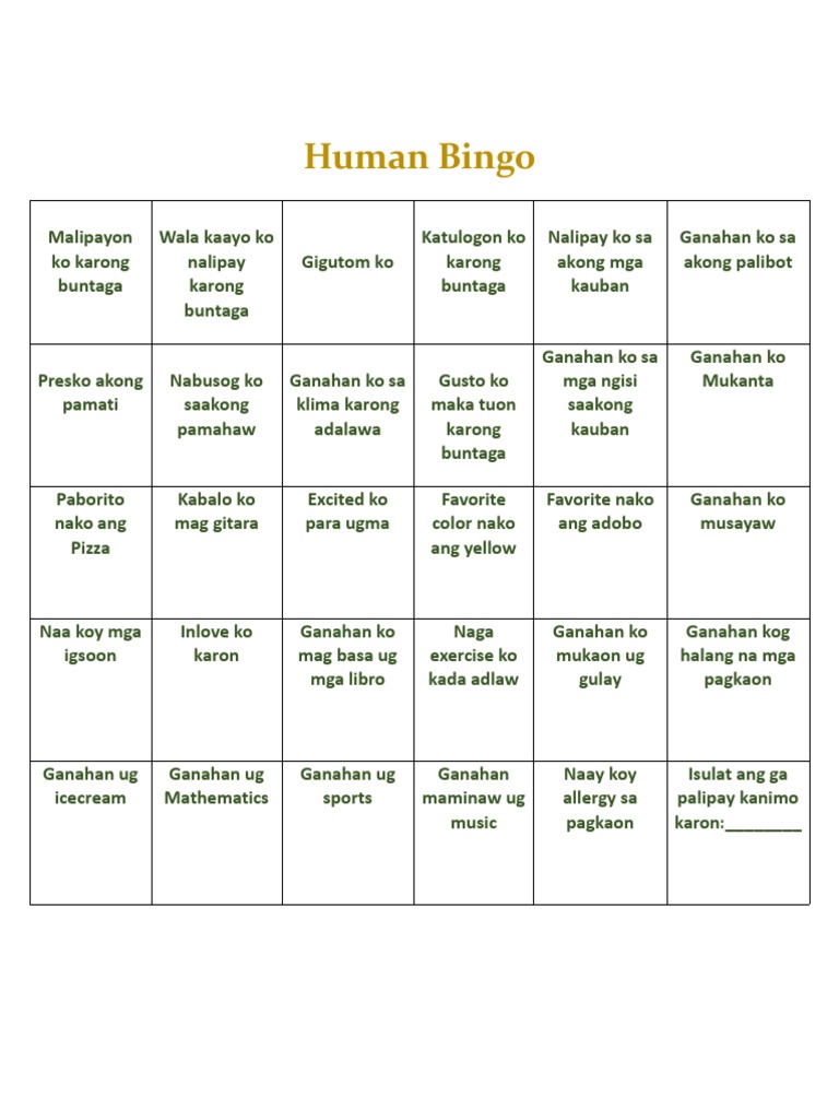 Human Bingo | PDF