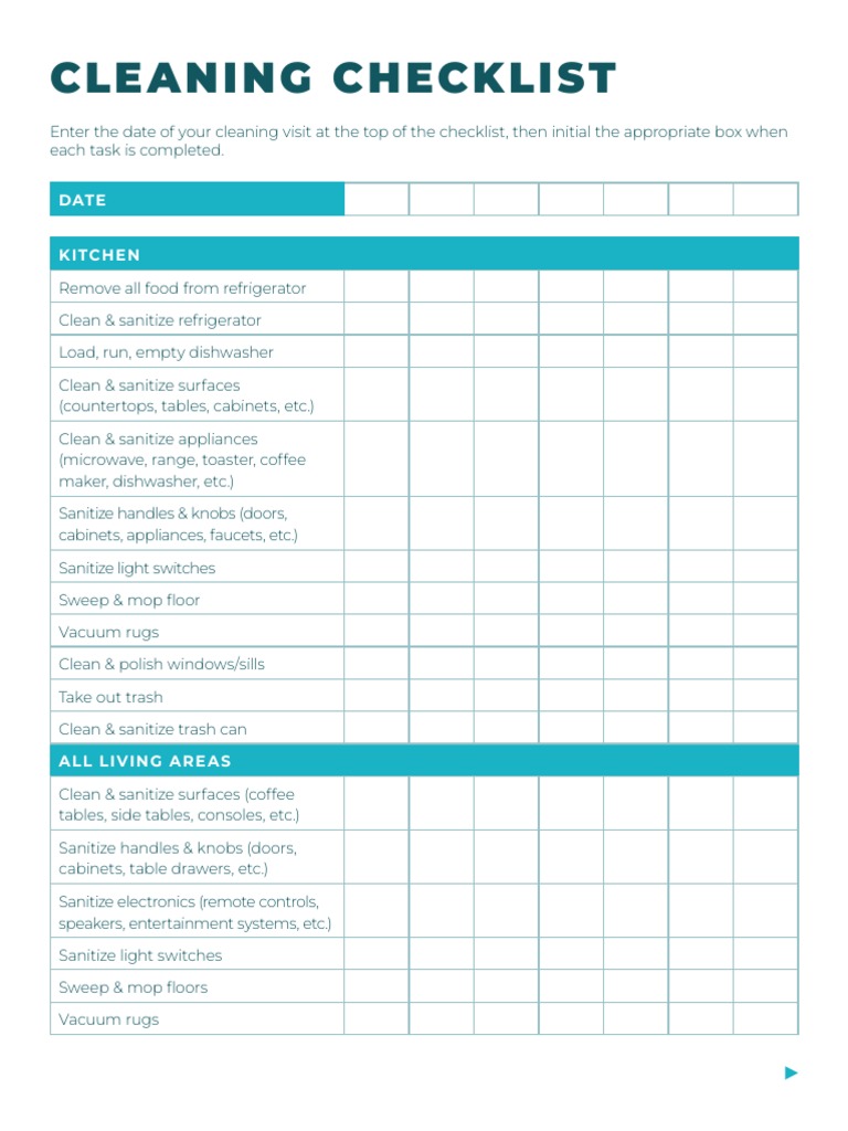 Comprehensive Cleaning Checklist Guide | PDF | Home & Garden