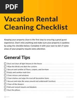 Vacation Rental Cleaning Checklist