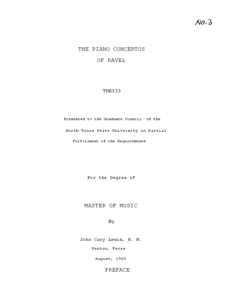 Ravel Piano Concerto Thesis | PDF