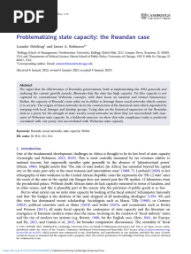 Problematizing State Capacity The Rwandan Case