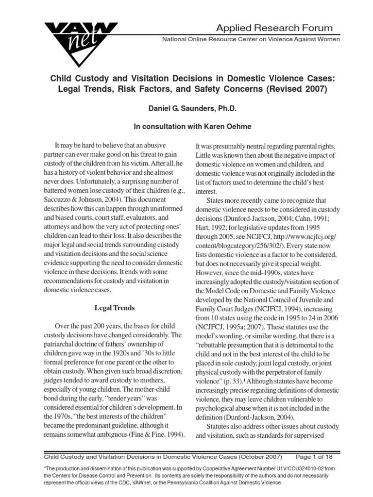 Custody Decisions in Domestic Violence Cases | PDF | Contact (Law ...