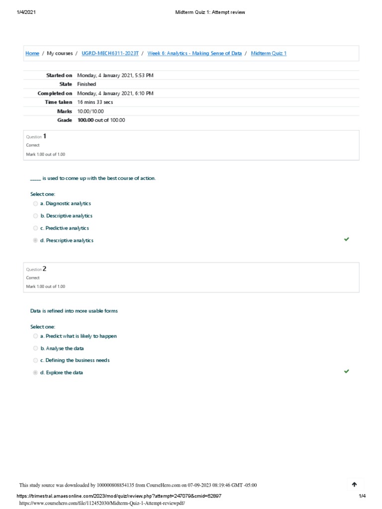 Tech 1505 Midterm Exam Review | PDF | Analytics | Big Data
