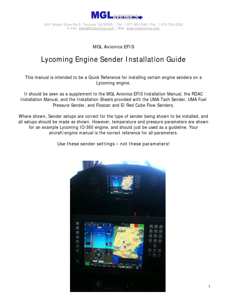 Mgl avionics lycoming engine sender installation pdf