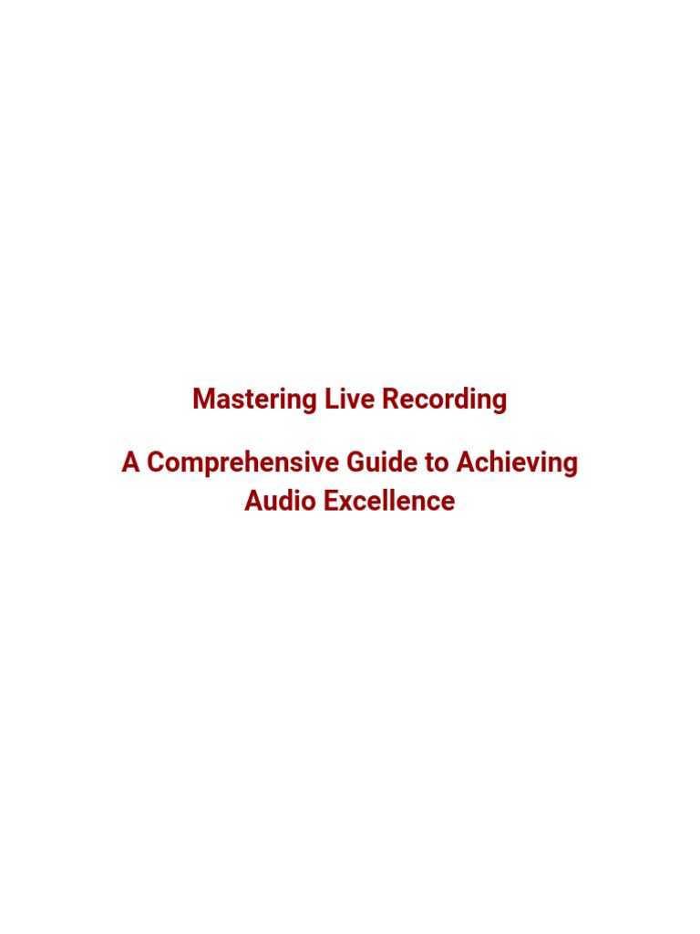Mastering Live Recording by BENLOOP | PDF | Sound Recording And ...