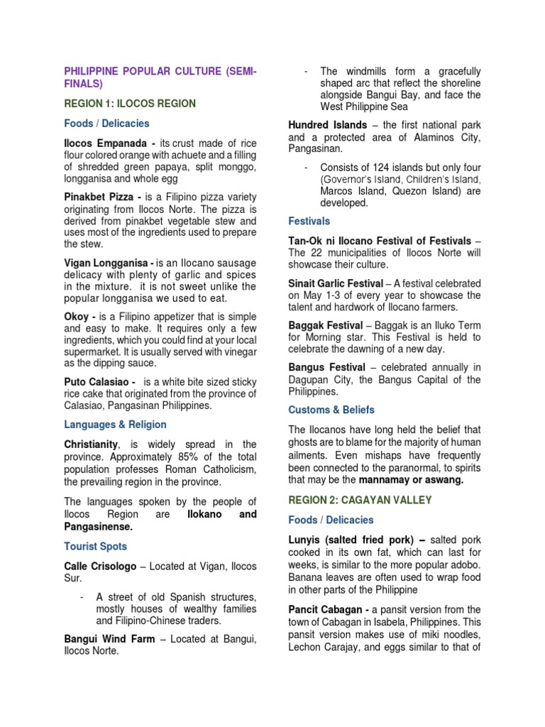 Ilocos Region Food Delicacies Guide | PDF
