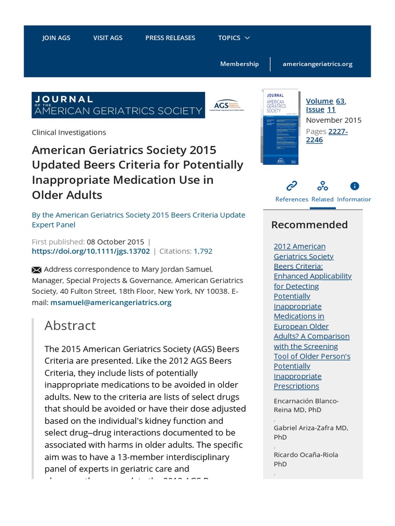 WHAT IS BEERS CRITERIA intelligence overview