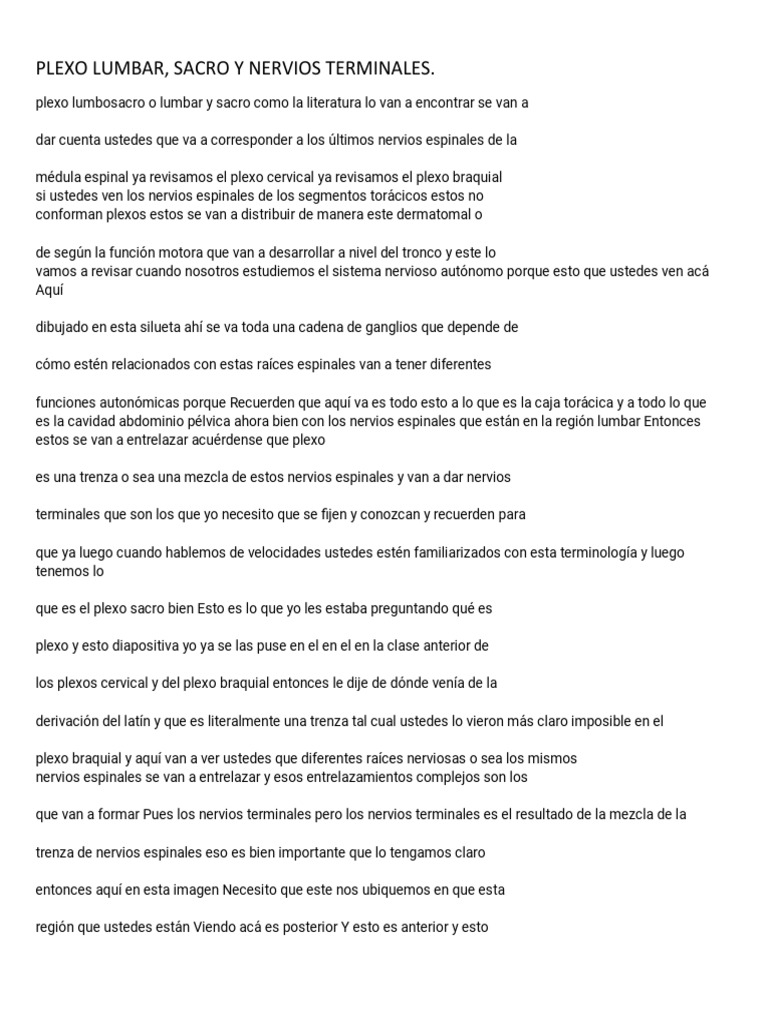 Explicacion de Plexo Sacro. | PDF | Artes del Lenguaje y Comunicación