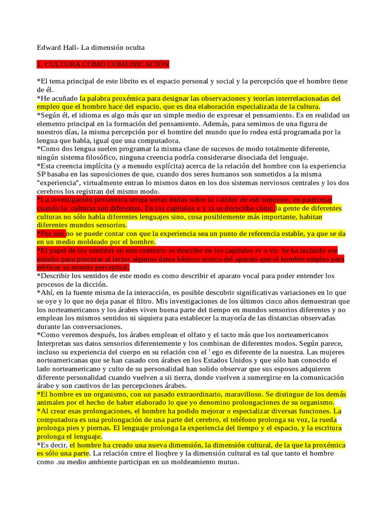 Resumen Edward Hall La Dimension Oculta (Rebeca) | PDF