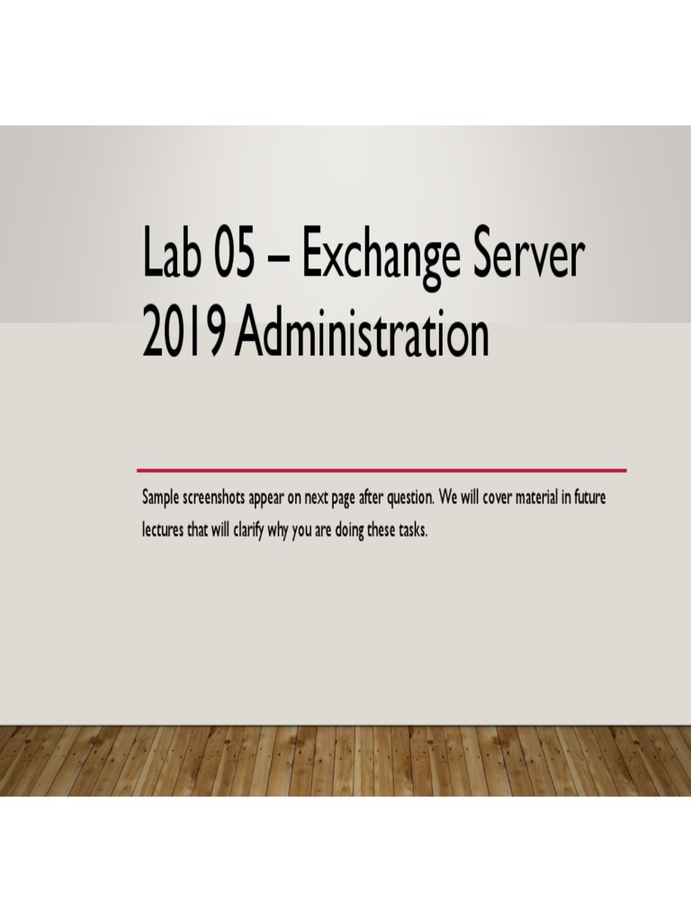 Exchange Server 2019 Lab Instructions | PDF
