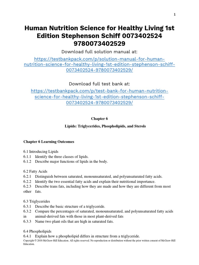 Human Nutrition Science For Healthy Living 1st Edition Stephenson ...