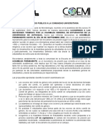 Comunicado Público a La Comunidad Universitaria