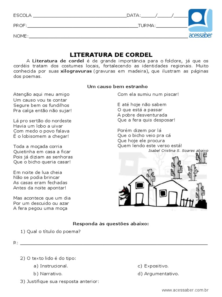interpretacao-de-texto-literatura-de-cordel-5-ano | PDF