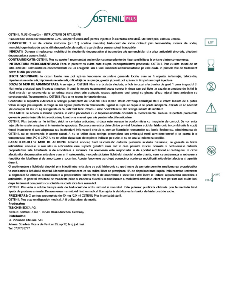 Ostenil Plus 40mg 2ml Solutie Injectabila Cu Acid Hialuronic Pentru ...