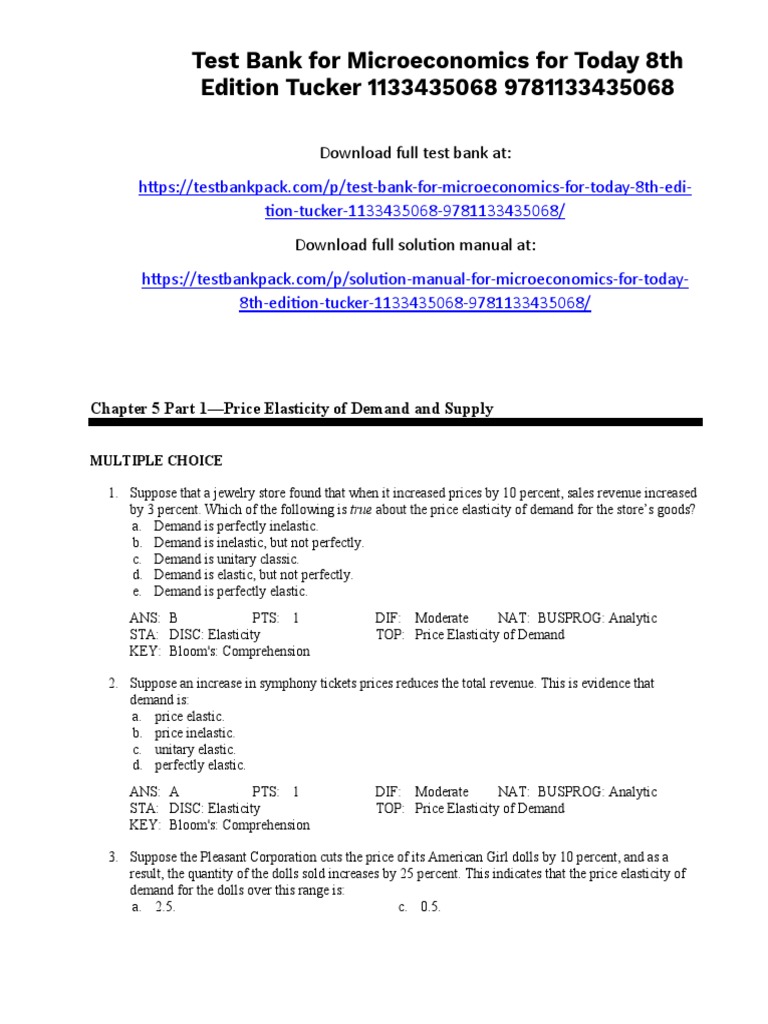Microeconomics For Today 8th Edition Tucker Test Bank 1 | PDF