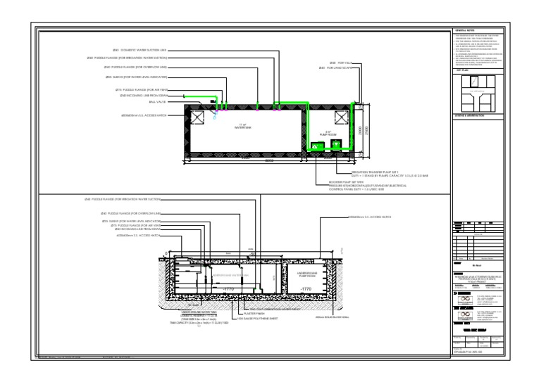 Underground Water Tank Layout Details | PDF | Pump | Water