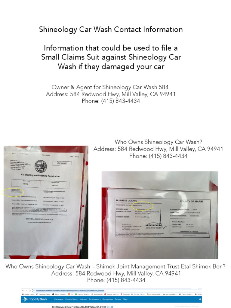 Shineology Car Wash Contact Information PDF