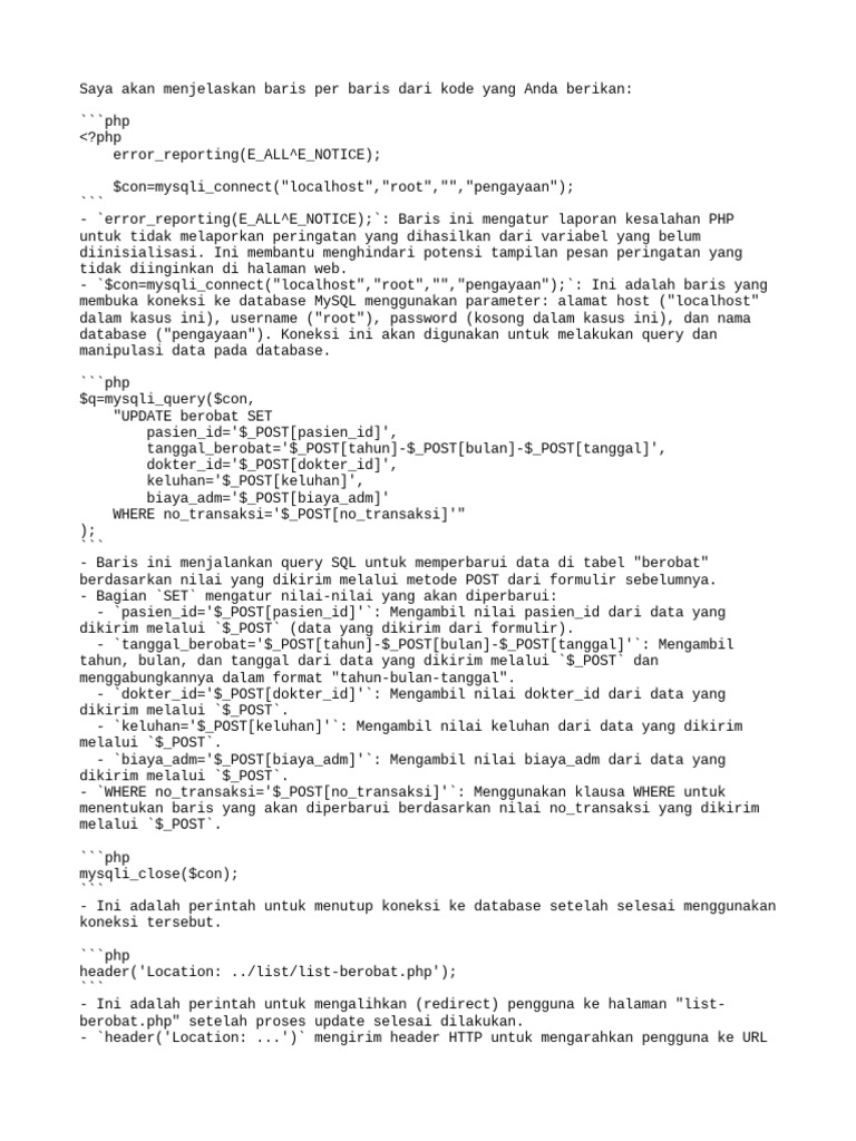 Proses Update Data Berobat PHP | PDF | Komputer