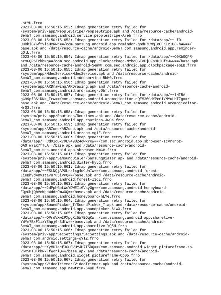 Idmap Generation Failures Log | PDF | Android (Robot) | Android ...