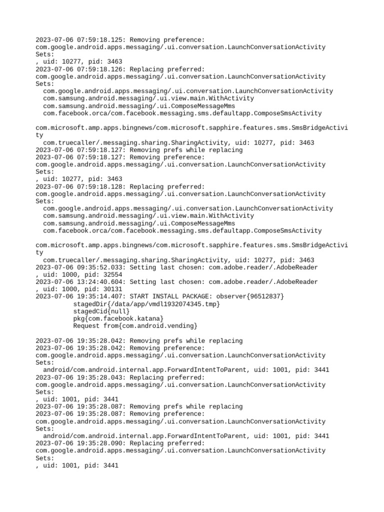 App Preference Changes Log | PDF